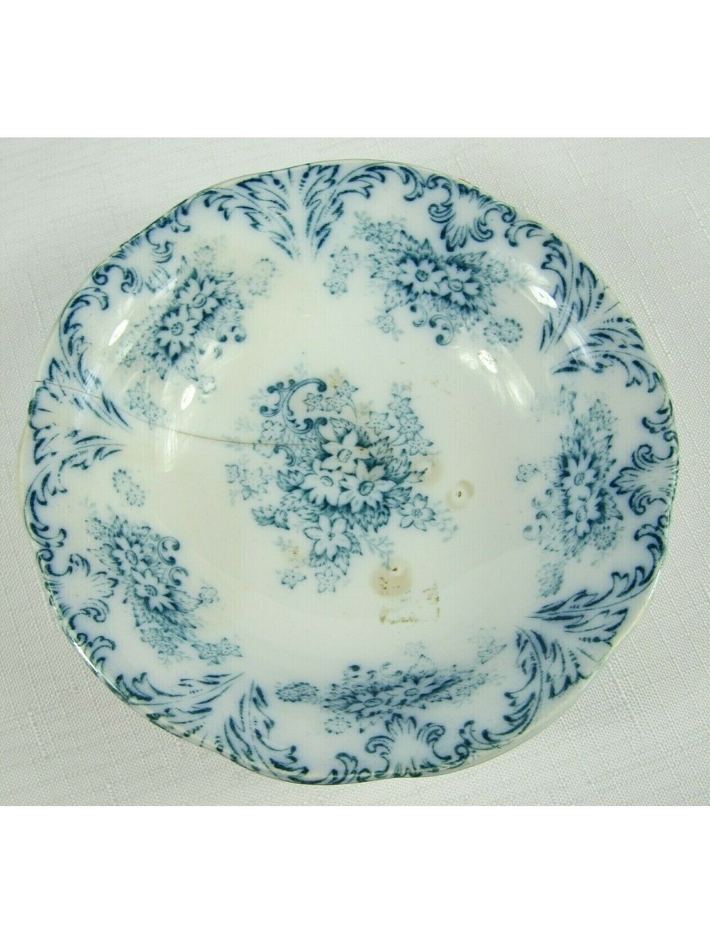 Antique Blue & White Floral Fruit Bowl Libertas Prussia circa 1900 RARE 5.5"